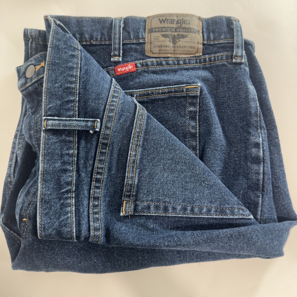 Wrangler Five Star Premium Mens 44 Denim Shorts Relaxed Fit Stretch Blue 5 Pocke